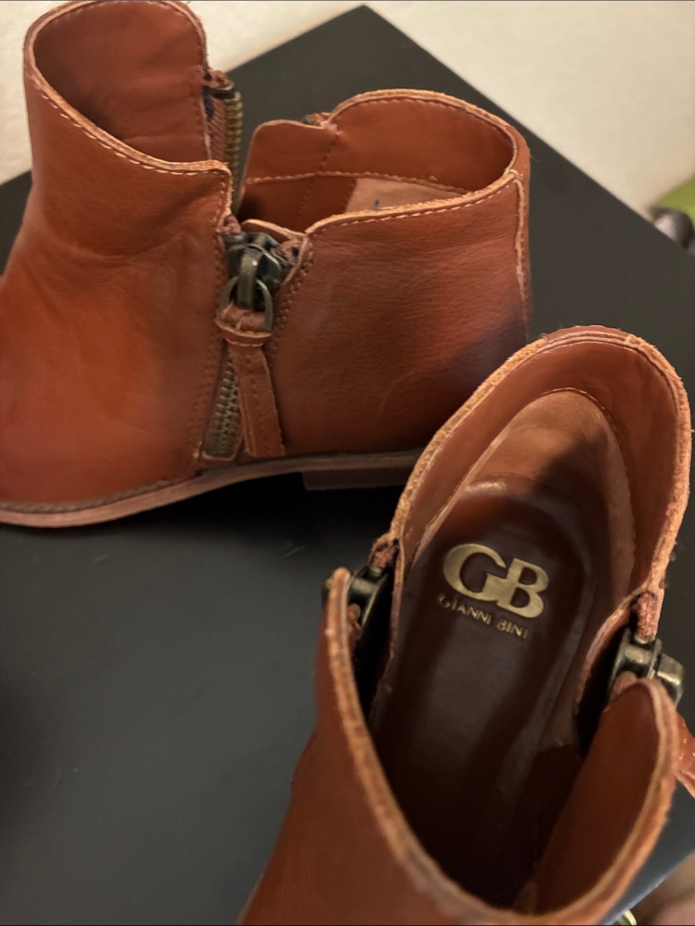 Women’s Leather Side-Zip Ankle Booties in Brown - Picture 6 of 7